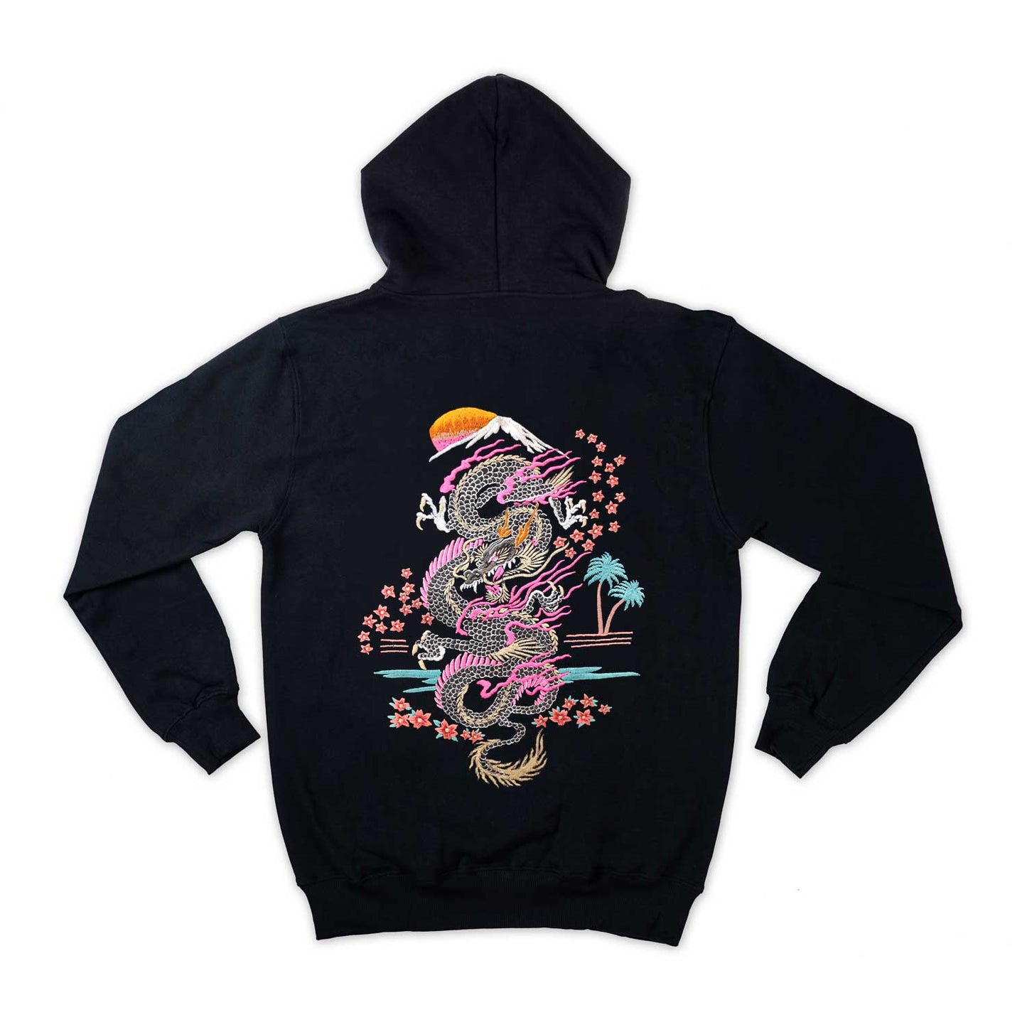 Japanese Dragon Embroidered Loose Fit Unisex Hoodie