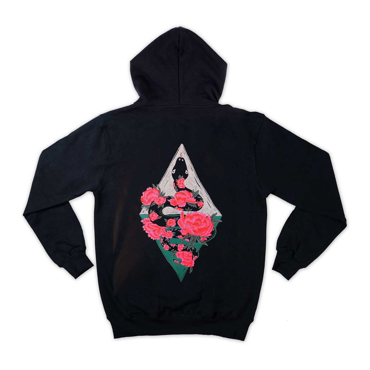 Rose Snake Embroidered Loose Fit Unisex Hoodie