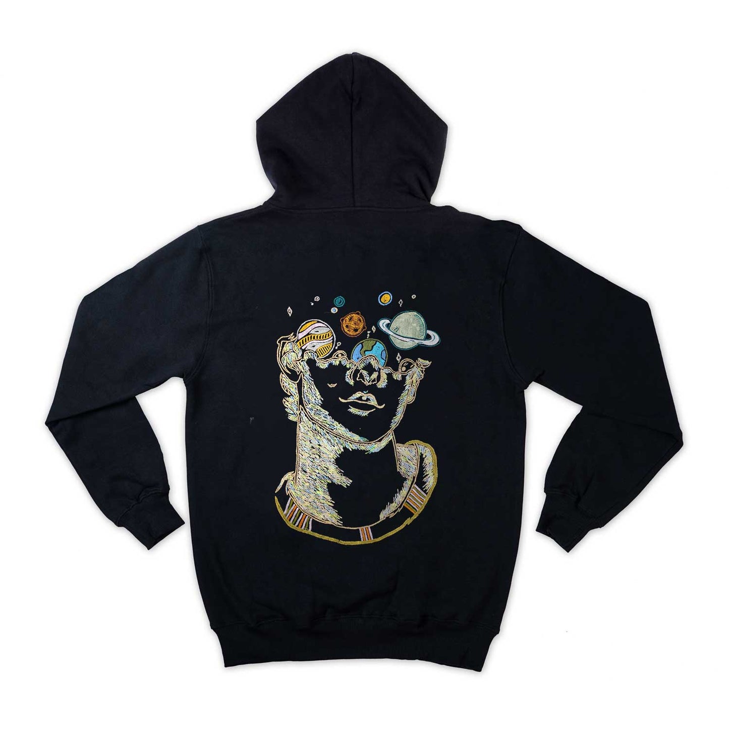 Trippy Cosmic Art Embroidered Loose Fit Unisex Hoodie