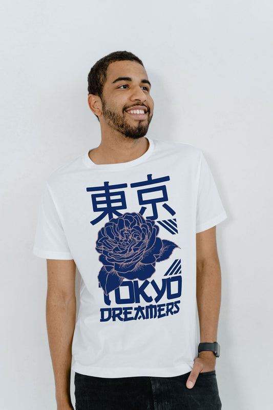 Tokyo Dreamers Graphic Art White Half Sleeve T-shirt For Men