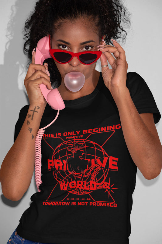 Primitive World "Streetwear Graphic Art" Half Sleeve T-shirt For Women