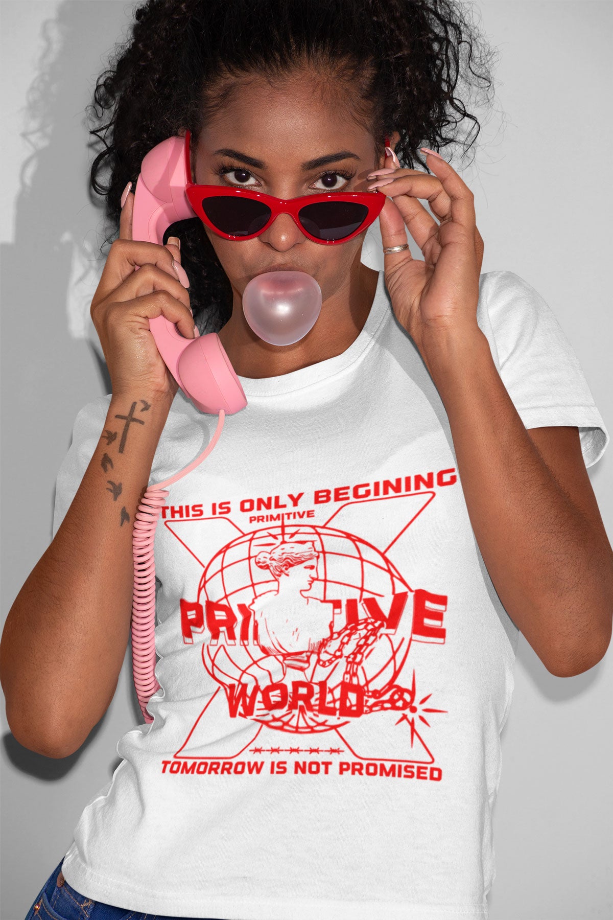 Primitive World "Streetwear Graphic Art" Half Sleeve T-shirt For Women