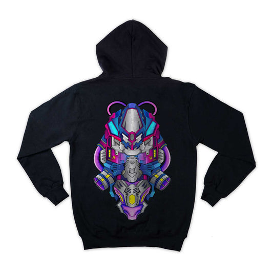 Mecha Cyberpunk Warrior Head Graphic Art Loose Fit Unisex Hoodie