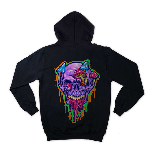 Magic Trippy Skull Psychedelic Mushroom Graphic Art Loose Fit Unisex Hoodie