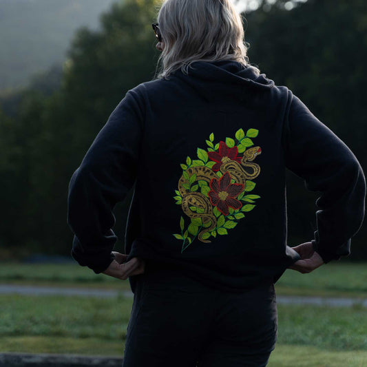 Twisted Garden Embroidered Loose Fit Unisex Hoodie