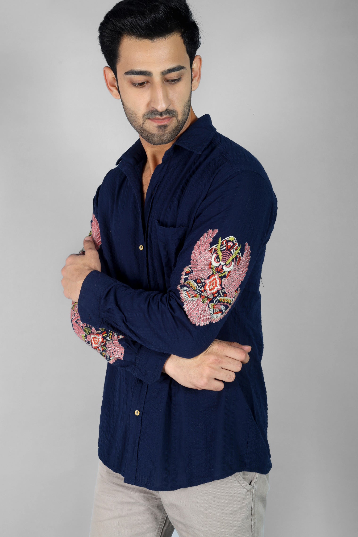 Mens embroidered cheap dress shirts